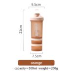 شیکر بدنسازی سه تکه طرح sport گنجایش 500ml نارنجی