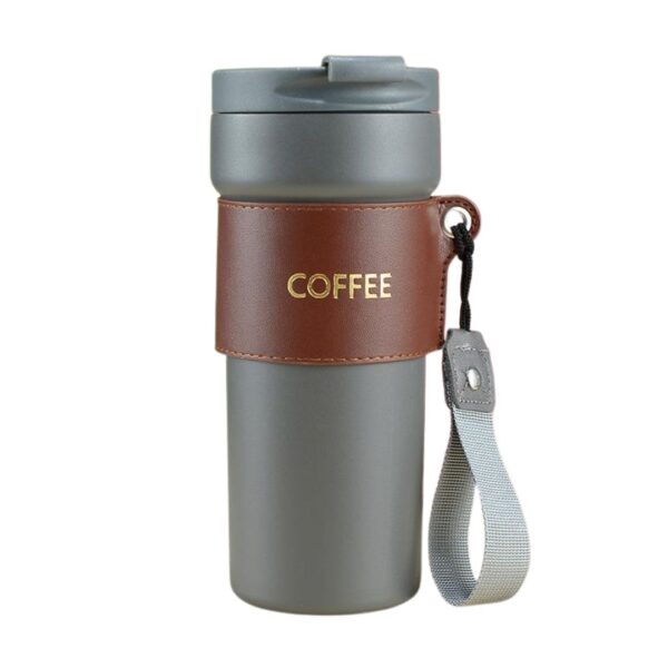 تراول ماگ دور چرمی مدل COFFEE طوسی