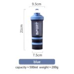 شیکر بدنسازی سه تکه طرح sport گنجایش 500ml سرمه ای