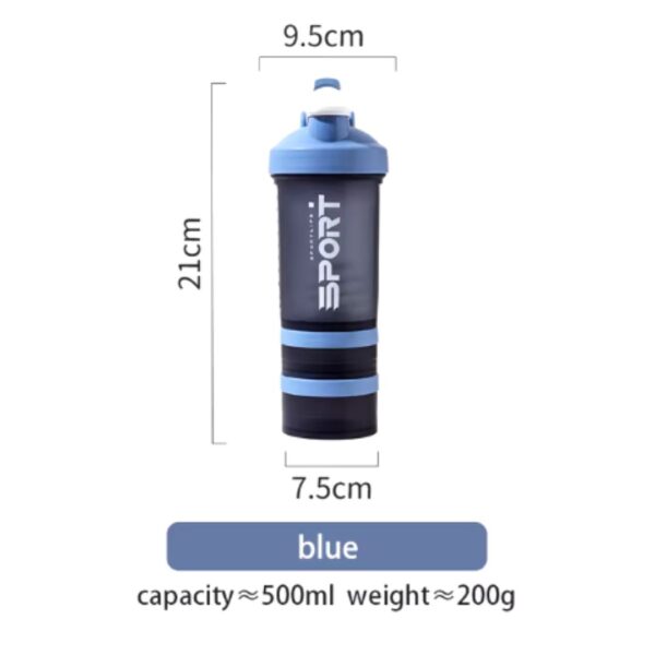 شیکر بدنسازی سه تکه طرح sport گنجایش 500ml سرمه ای