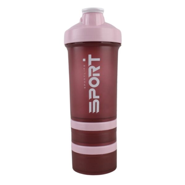 شیکر بدنسازی سه تکه طرح sport گنجایش 500ml نمای رو به رو