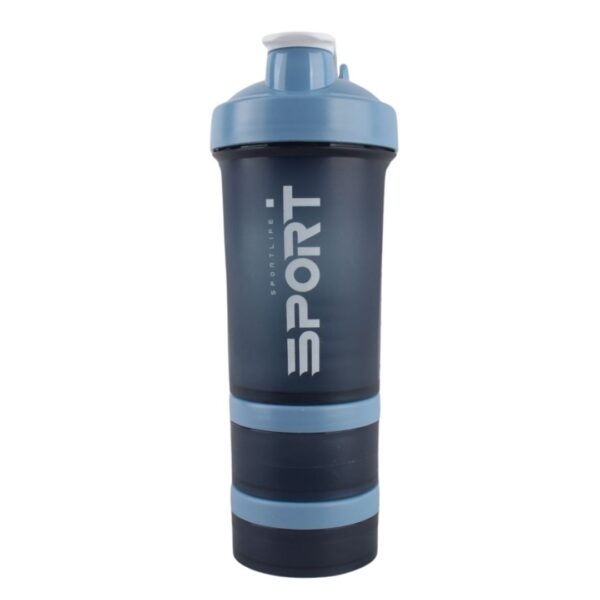 شیکر بدنسازی سه تکه طرح sport گنجایش 500ml نمای رو به رو