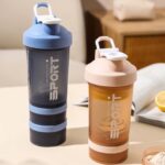 شیکر بدنسازی سه تکه طرح sport گنجایش 500ml نارنجی و آبی