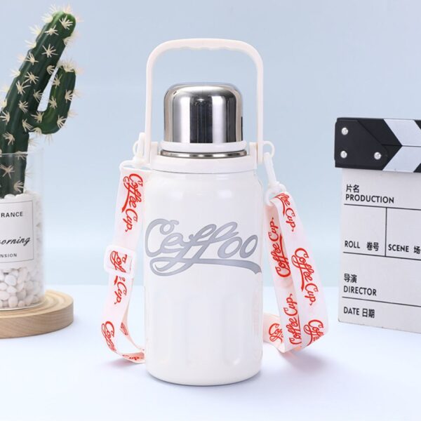 فلاسک مدل Coffee cup طرح کوکا کولا سفید نمای رو به رو