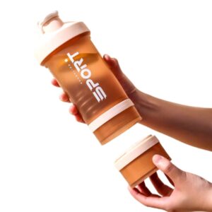 شیکر بدنسازی سه تکه طرح sport گنجایش 500ml نارنجی