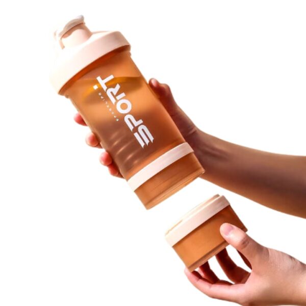 شیکر بدنسازی سه تکه طرح sport گنجایش 500ml نارنجی