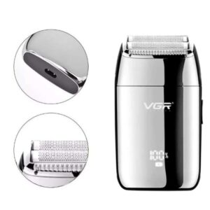 ماشین اصلاح صورت وی جی آر V-399 رنگ نقره ای نمای نزدیک