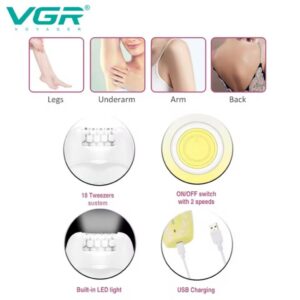 اپیلاتور حرفه ای وی جی آر مدل V-738 نمای نزدیک