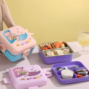 ظرف غذای استیل طرح پری دریایی نمای تقسیم بندی