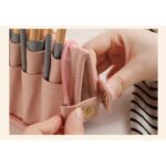 کیف نظم دهنده براش آرایشی صورتی دکمه ی کناری