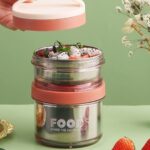 ظرف غذا فلزی دو طبقه طرح food نمای درب
