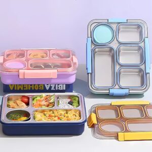 ظرف غذا استیل چهار محفظه ای+ سس خوری نمای رو به رو
