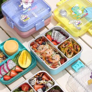 ظرف غذا استیل مربعی سه محفظه ای طرح دار نمای بالا