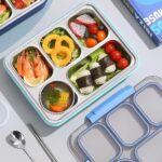 ظرف غذا استیل چهار محفظه ای+ سس خوری نمای بالا