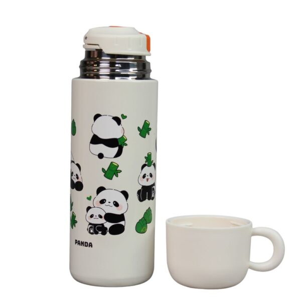 تراول ماگ استیل پاندا فانتزی گنجایش 500ml نمای درب