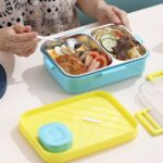 ظرف غذا استیل دو محفظه ای طرح دار نمای کنار