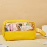 واش بگ نیمه شفاف سایز کوچک زرد نمای رو به رو