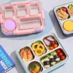 ظرف غذا استیل چهار محفظه ای+ سس خوری نمای بالا