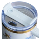 ماگ اورجینال استنلی و LoveShackFancy نمای درپوش