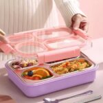 ظرف غذا استیل ساده مدل چهار محفظه ای نمای رو به رو