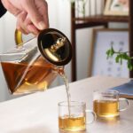 قوری پیرکس دسته طلایی گنجایش 500ml نمای جانبی