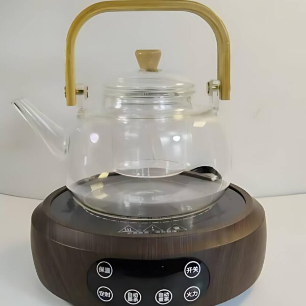 قوری پیرکس دسته چوبی گنجایش 1000ml نمای رو به رو