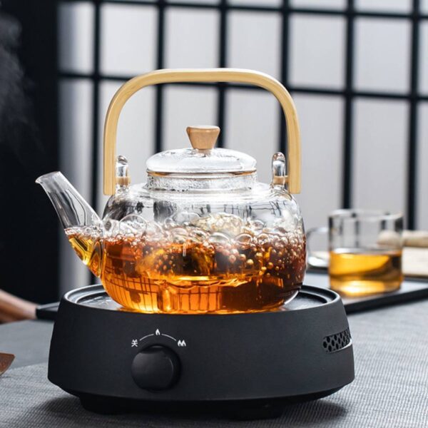 قوری پیرکس دسته چوبی گنجایش 1000ml نمای رو به رو