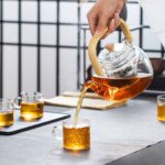 قوری پیرکس دسته چوبی گنجایش 1000ml نمای جانبی
