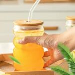 لیوان اسموتی درب دار گنجایش 500ml نمای رو به رو