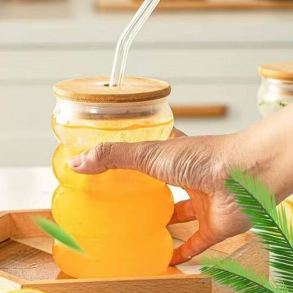 لیوان اسموتی درب دار گنجایش 500ml نمای رو به رو
