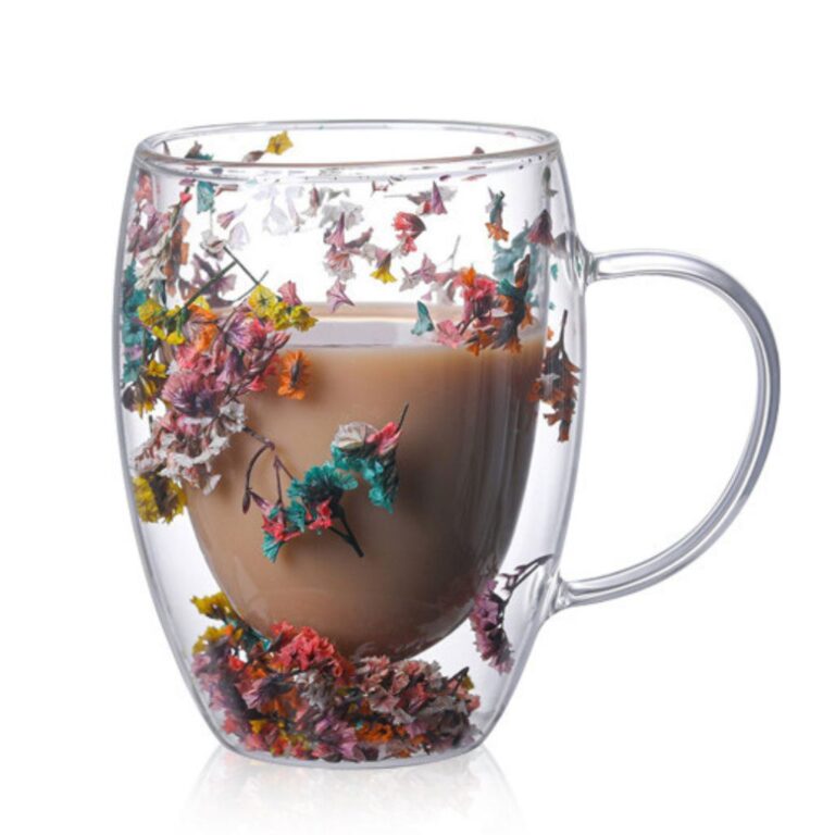 ماگ دوجداره گل خشک نمای رو به رو