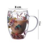 ماگ دوجداره گل خشک ابعاد