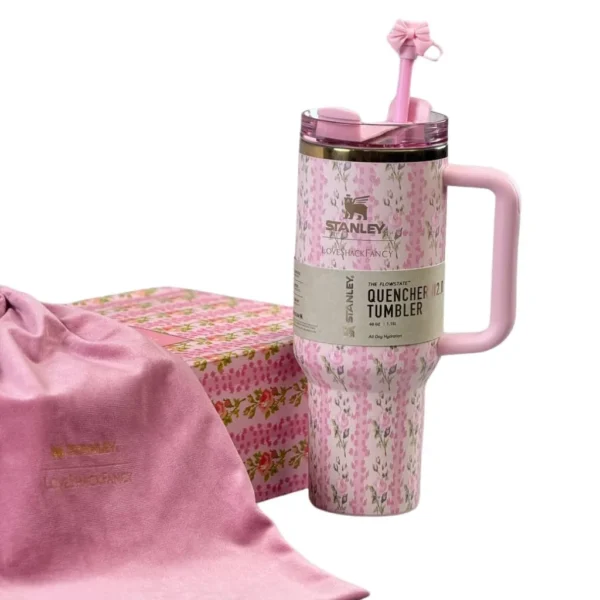 ماگ اورجینال استنلی و LOVESHACKFANCY طرح Flowers مدل Quencher گنجایش 40oz کد m2855 - Image 6