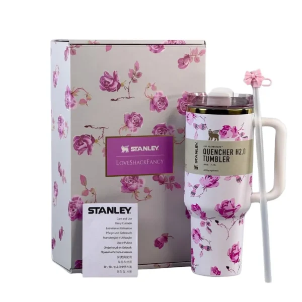 ماگ اورجینال استنلی و LOVESHACKFANCY طرح Flowers مدل Quencher گنجایش 40oz کد m2855 - Image 8