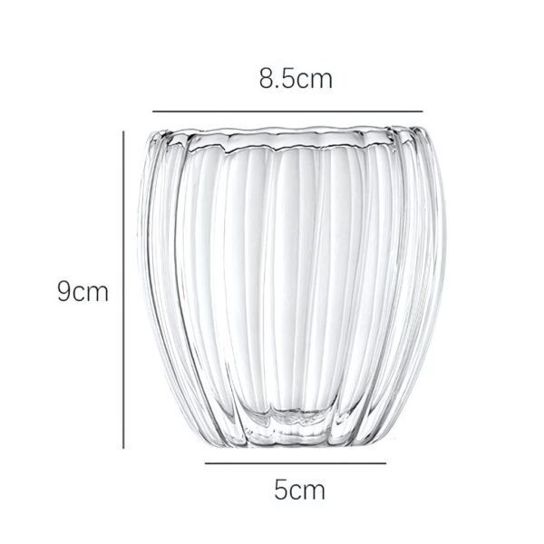 نیم لیوان بروسیلیکات گنجایش 250ml نمای ابعاد