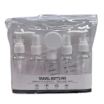 پک آرایشی مسافرتی ست 6 تکه مدل Travel bottling رنگ سفید نمای رو به رو