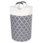 سبد لاندری طرح Quatrefoil دسته فلزی طوسی