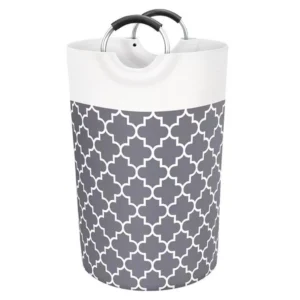 سبد لاندری طرح Quatrefoil دسته فلزی طوسی