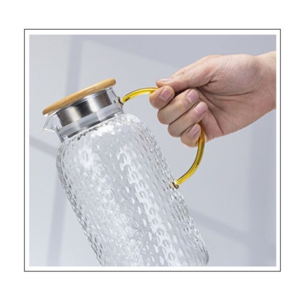 پارچ پیرکس درب بامبو طرح برجسته گنجایش 1/8L کد m253 - Image 7