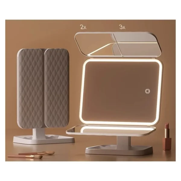 آینه آرایشی رومیزی LED دار مدل استند دار چرخان کد m282 - Image 2