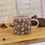 شات قهوه پیرکس طرح گل نمای رو به رو