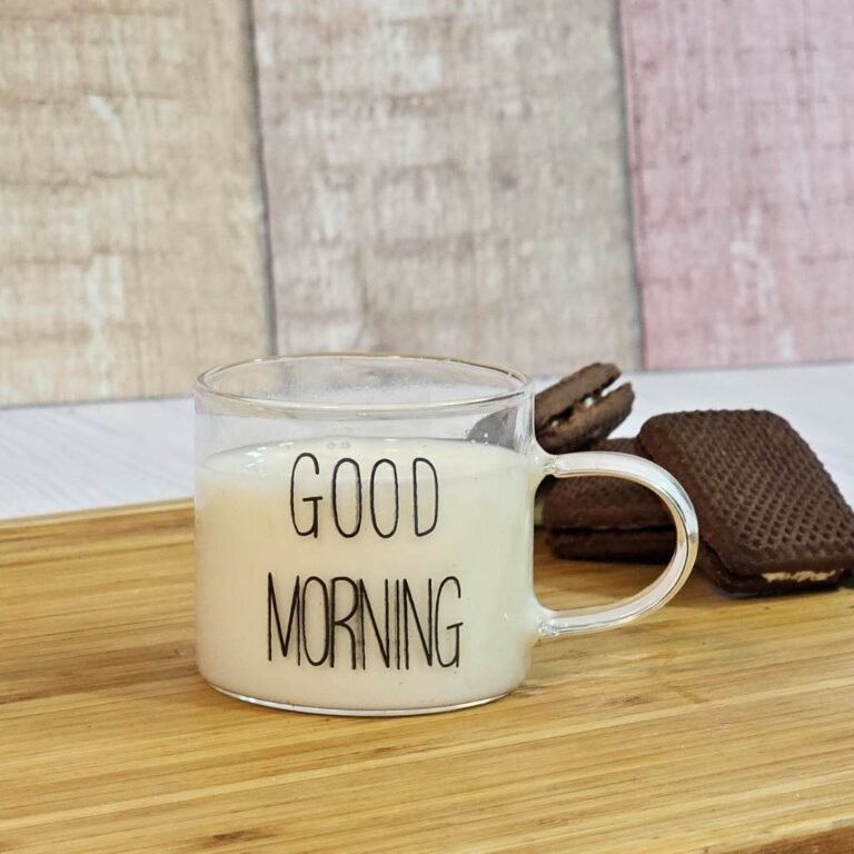 شات قهوه خوری پیرکس طرح GOOD MORNING نمای رو به رو