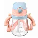 قمقمه کودک نی دار مدل خرسی گنجایش 400ml رنگ آبی نمای حقیقی