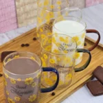 لیوان پیرکس مدل good morning نمای بالا