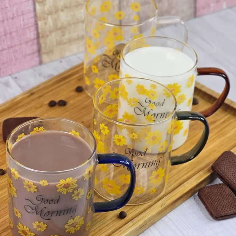 لیوان پیرکس مدل good morning نمای بالا