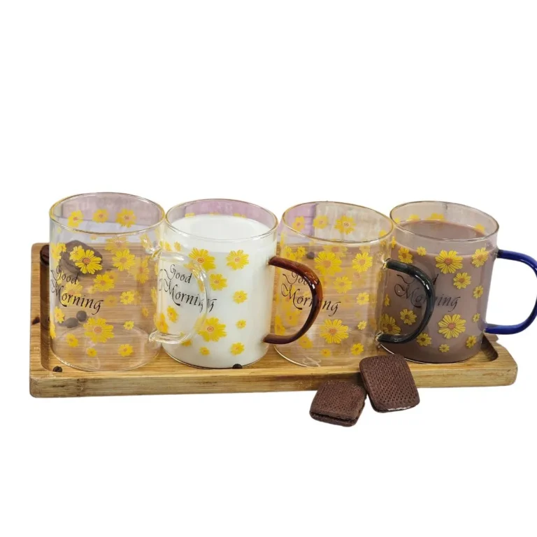 لیوان پیرکس مدل good morning نمای رو به رو