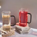 لیوان پیرکس مکعبی طرح good morning نمای بالا