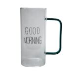لیوان پیرکس مکعبی طرح good morning نمای حقیقی