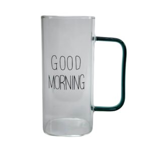 لیوان پیرکس مکعبی طرح good morning نمای حقیقی