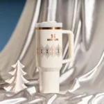 ماگ اورجینال استنلی طرح Deco Collection رنگ سفید نمای جانبی